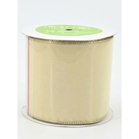 3- Ivory 4in Velvet Ribbon with Gold Backing 10yd The Ribbon Resource May Arts - Picture 10 of 12